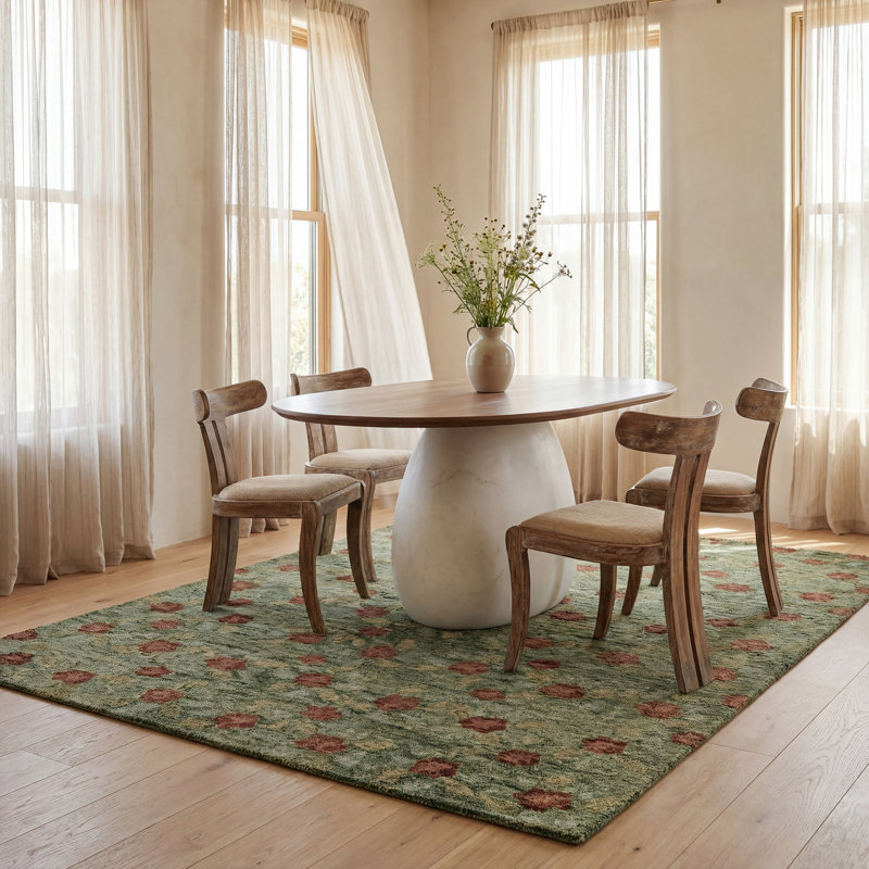 Genevive Modern Floral Wool Rug, Runner 2'6" x 8'