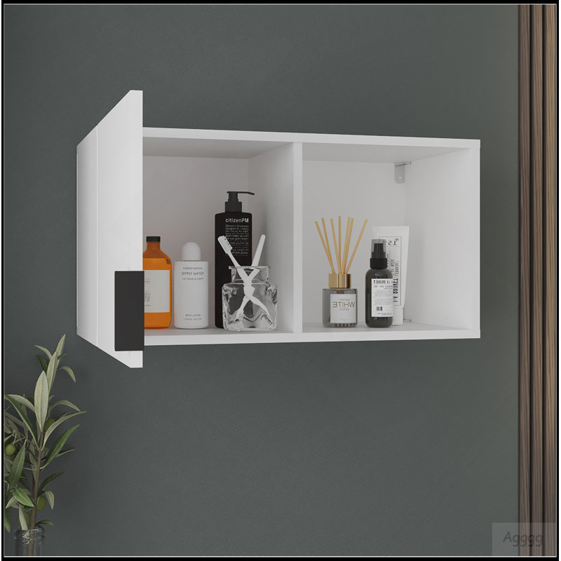 Pharmacie Kaser avec miroir et tablettes, avec option de position verticale ou horizontale, solution de rangement de salle de bain moderne, blanc