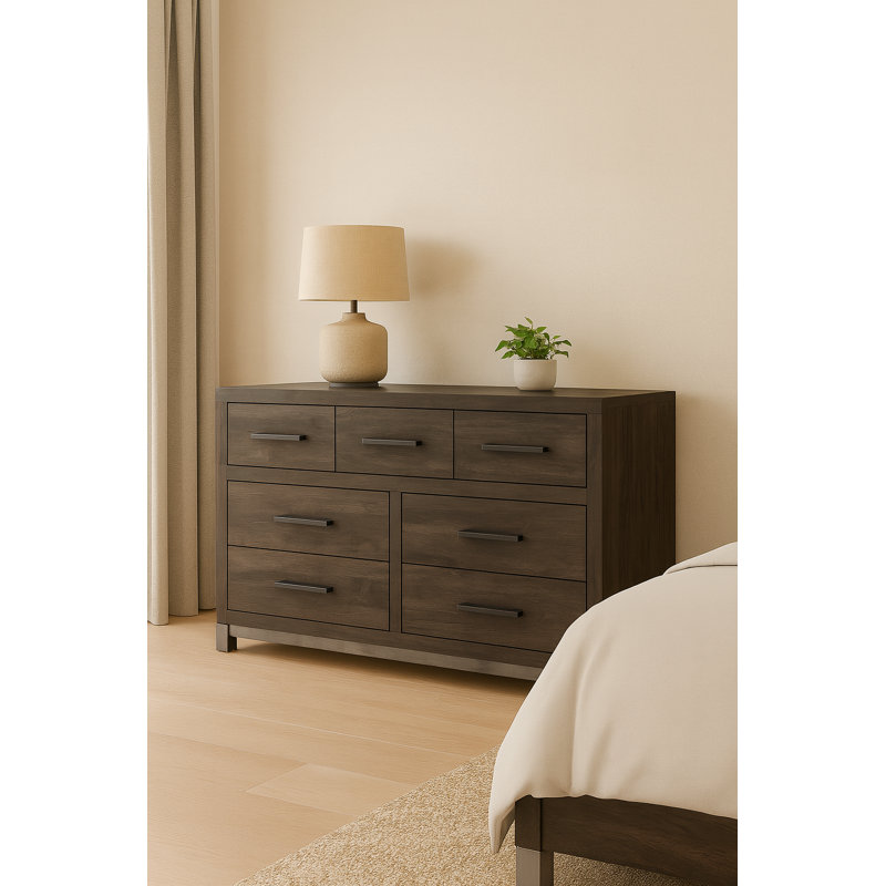 Barlow 58.5"W 7-Drawer Dresser, Dark Gray