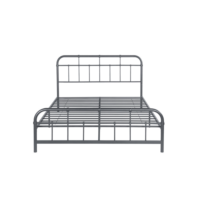 Travilah Metal Open-Frame Bed, Charcoal Gray