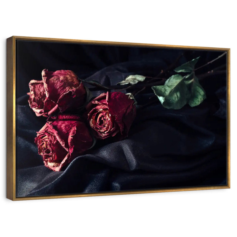 Roses du Désespoir, 43 po x 29 po, Cadre flottant doré
