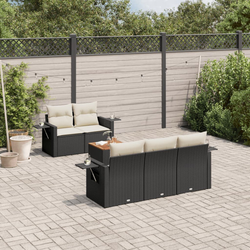 Ensemble de canapé de jardin Vidaxl noir, blanc crème