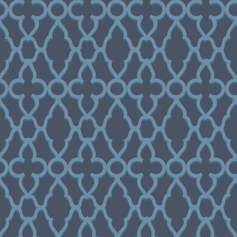 Pearwood Geometric Wallpaper Roll, Blue/Indigo