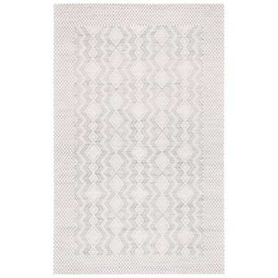 Manya Geometric Handwoven Wool/Polyester Area Rug in White/Gray