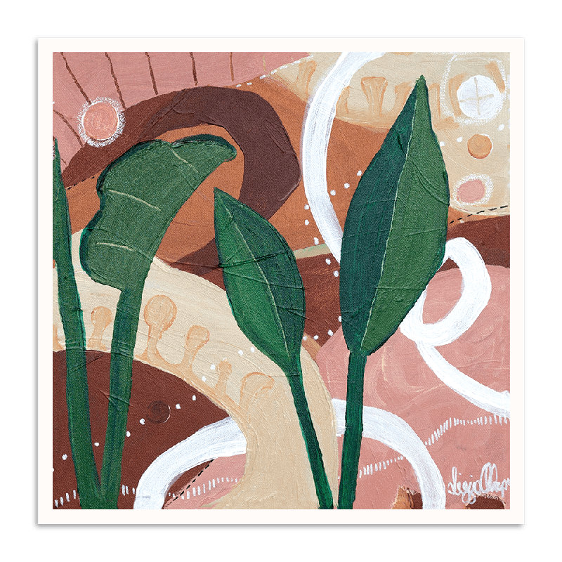 Tropical Vibes by Lizzie Alsop - Print, 41" H x 41" W x 1.5" D, White Wood Unframed
