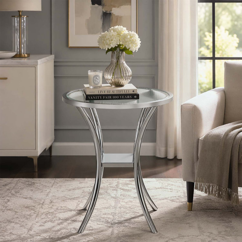 Table d'appoint - Rangement à deux niveaux pour la salle à manger et le bar, Chrome