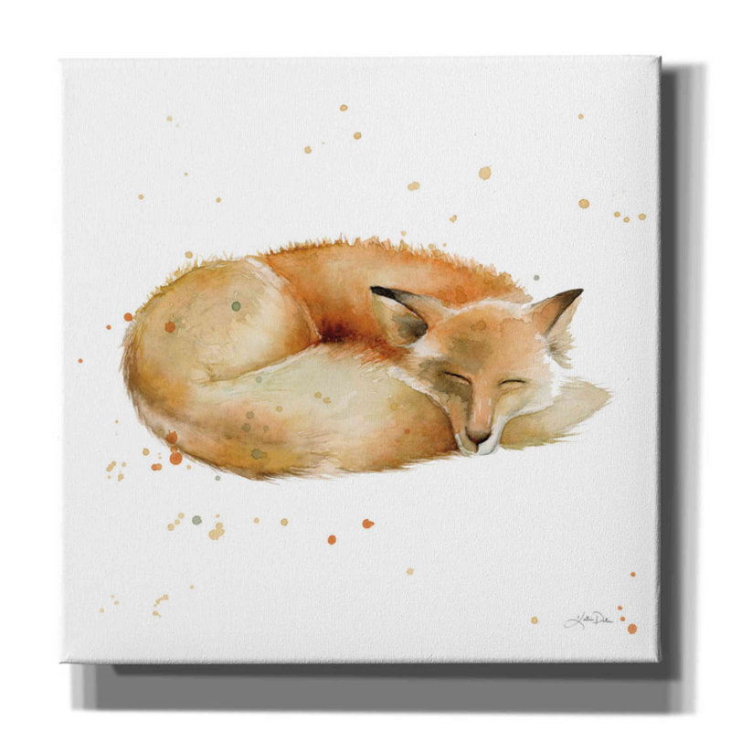 «Sleeping Fox» par Katrina Pete - reproduction sur toile tendue, H 12 po x l 12 po x P 0,75 po