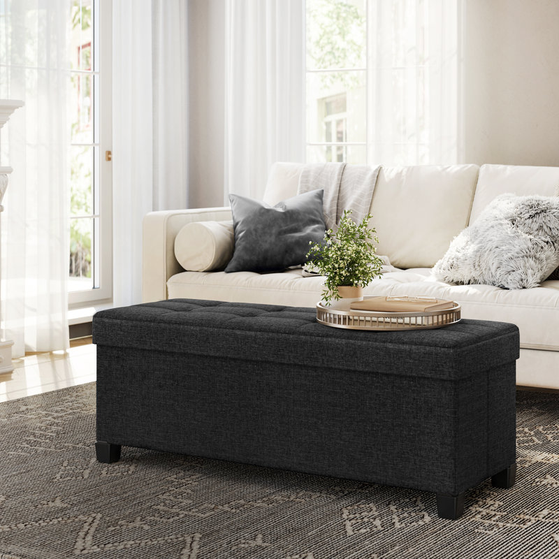 Storage Ottoman Bench, Foldable Foot Rest With Legs, 15 X 43 X 15.7 Inches, End Of Bed Bench, Storage Chest, Load Up To 660 Lb, For Living Room, Bedroom, Entryway