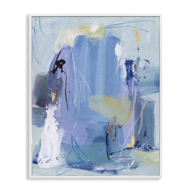 «Blue Abstract with Squiggles», estampe numérique par Grace Popp, Estampe numérique encadrée blanc bord de mer