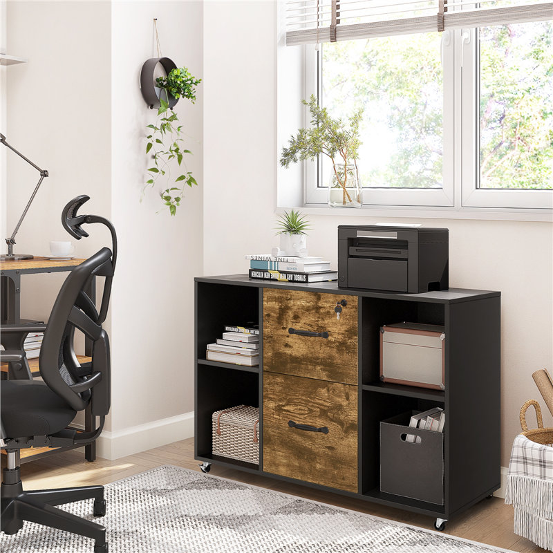Colour Storage Cabinet, Black/Rustic Brown