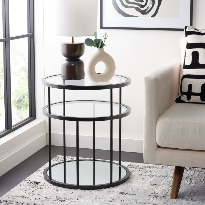 Glass Top End Table, Black