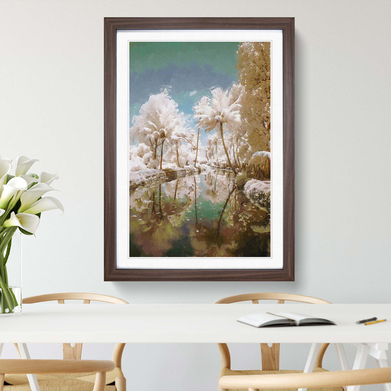 Tree View in Kerala India in Abstract - Picture Frame Graphic Art Print, 60cm H x 40cm W x 2cm D, Walnut