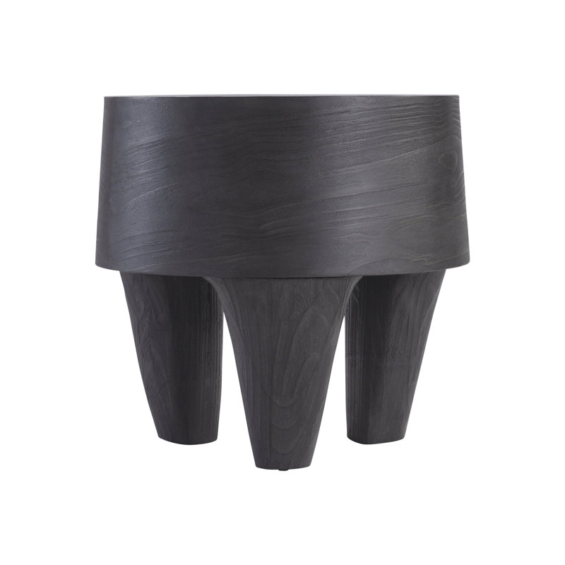 Katana Transitional Round Black Wood Side Table