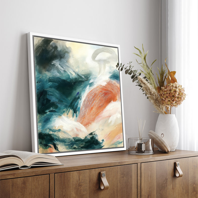 Reproduction d'art encadrée sur toile encadrée pour décoration de salon, H 16,8 po x l 16,8 po, Blanc