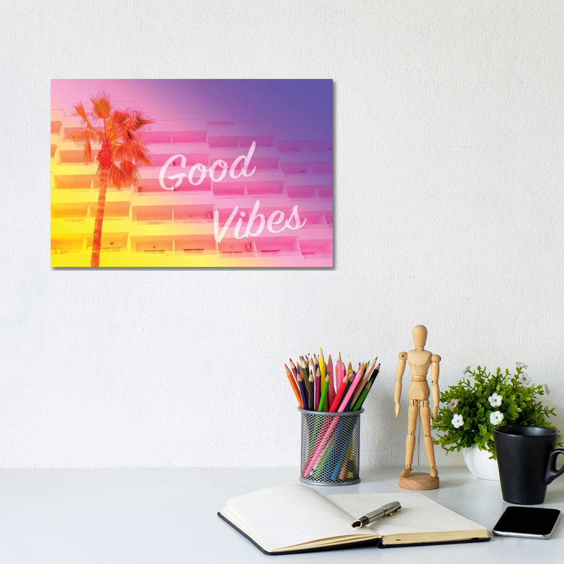 Good Vibes & Palm by Beli - Wrapped Canvas Print, 20.32 cm H x 30.48 cm W