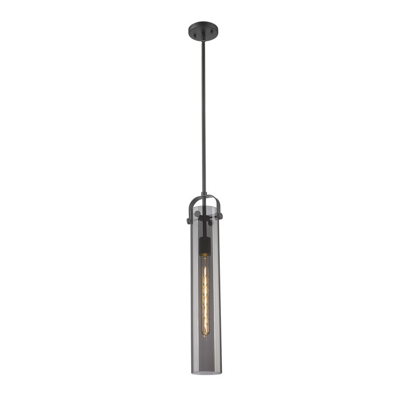 Luminaire suspendu à colonne 4 lumières Erie, Plaqué couleur fumée, Noir mat, H 22 po x l 3,88 po x P 3,88 po