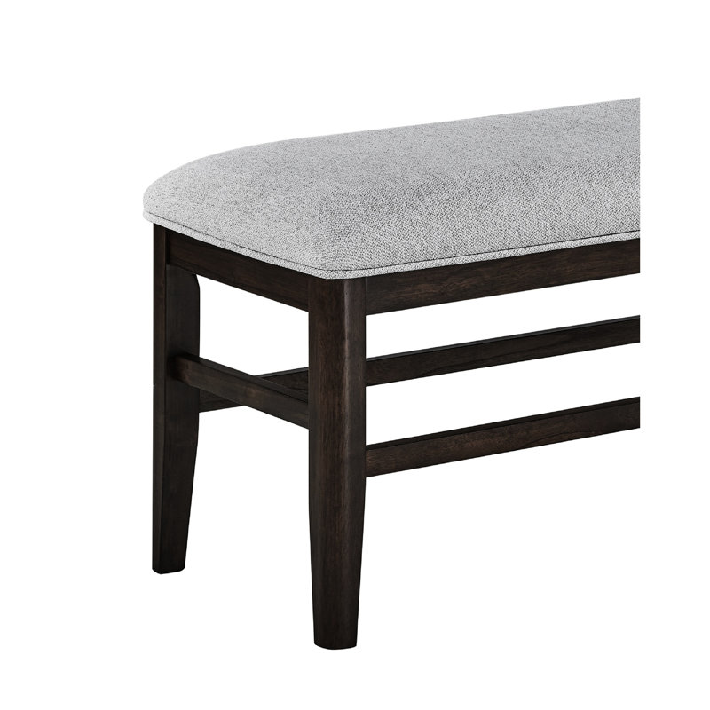 Bench, Dark Oak Finish, Gray Upholstery Seat, Dining Room, Contemporary Expertise Upholstery, Room