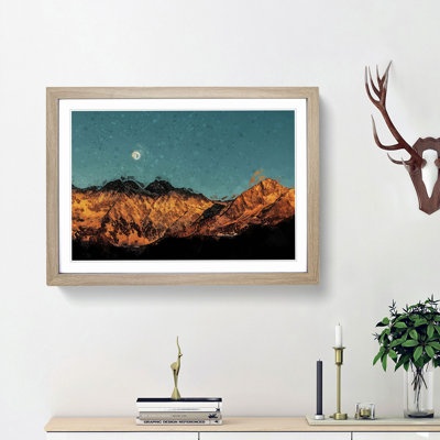 Moon over South Tyrol in Italy in Abstract - Picture Frame Graphic Art Print