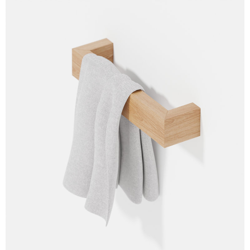 Mendocino 28cm Wood 1 Wall Towel Bar, Natural Oak