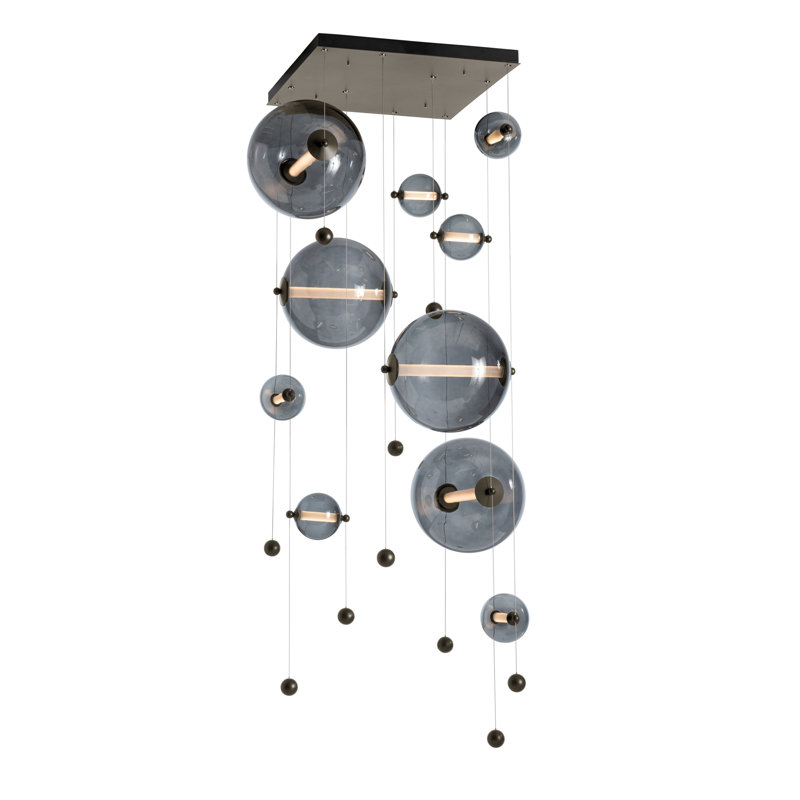 Abacus 10 - Light Cluster Globe LED Pendant, Oil Rubbed Bronze, Gray