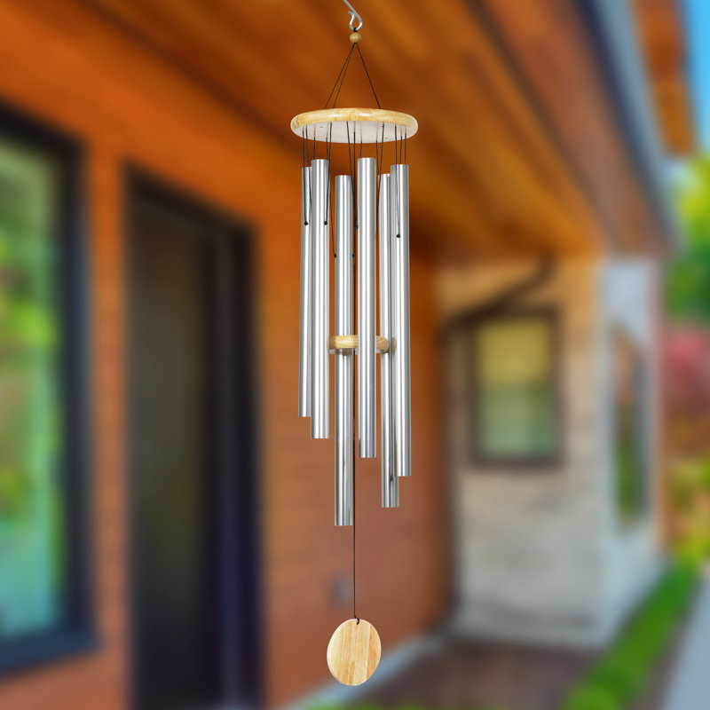 Carillon en métal Laisha, H 41 po x l 7,5 po x P 7,5 po, Argent