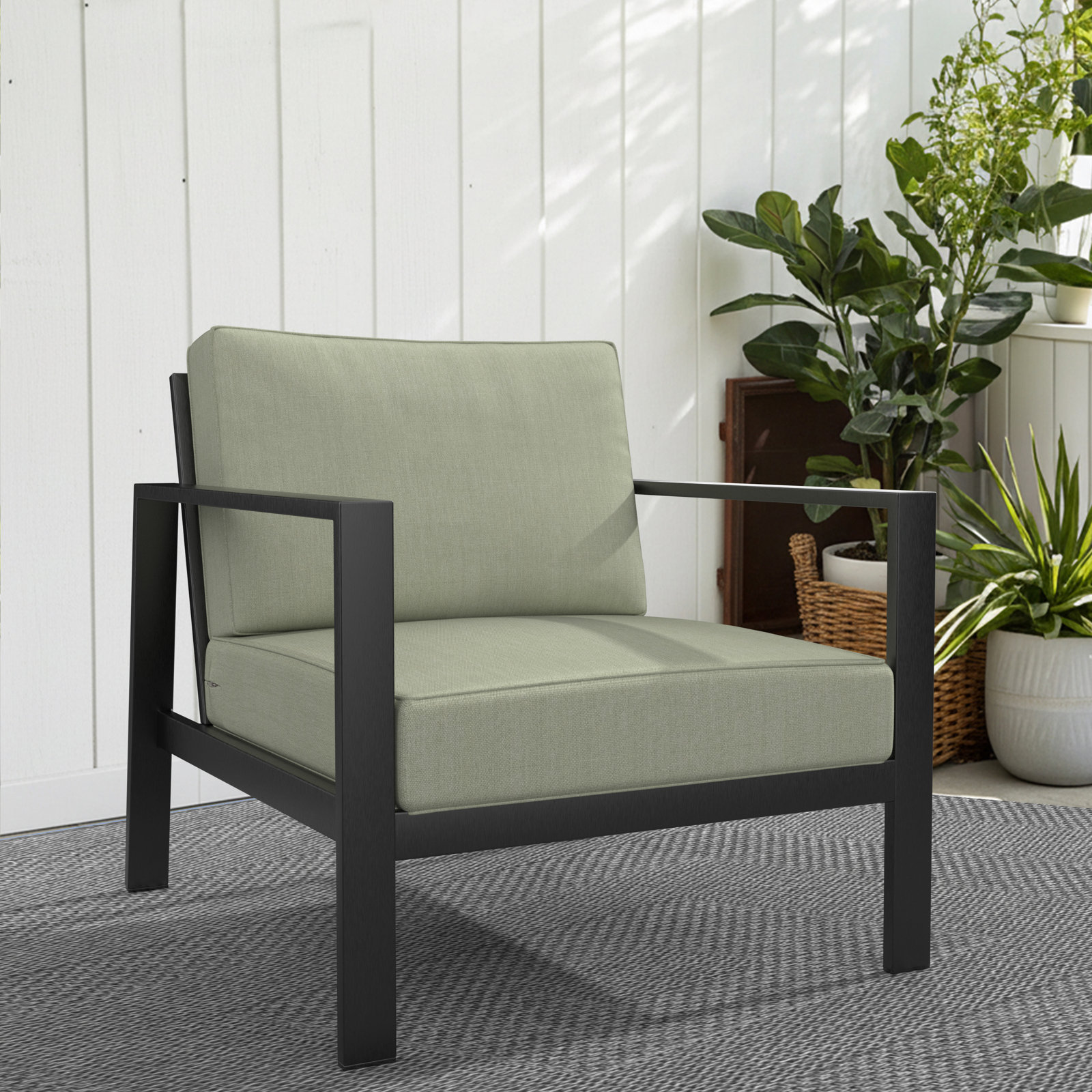 Lani Outdoor Sunbrella Seat/Back Cushion, Canvas Seasalt Sunbrella® Canvas