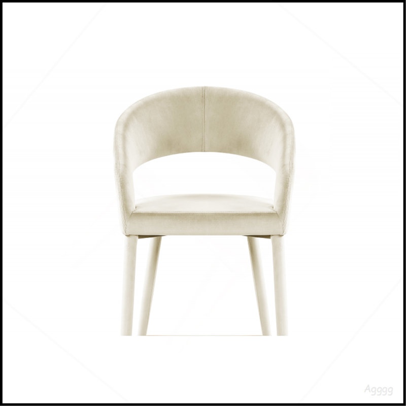 Ensemble de 2 chaises de salle à manger Modern Velvet, pieds en bois avec embouts dorés, crème, Cream