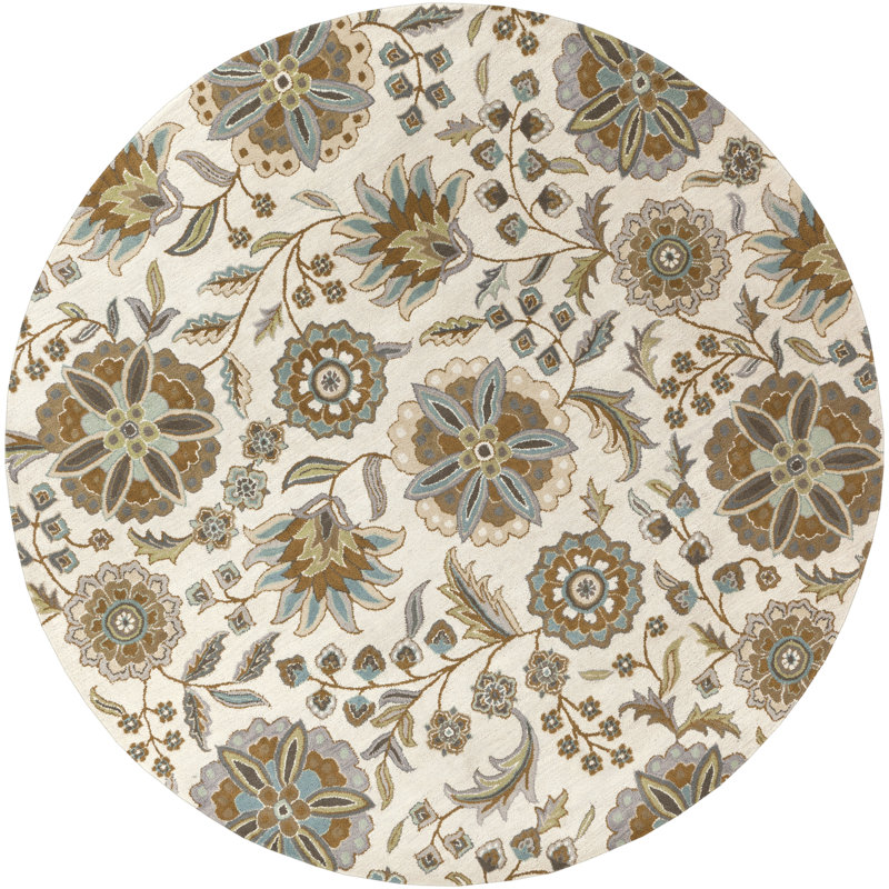 Tapis en laine touffeté à la main Elsberry, Rond 8 pi