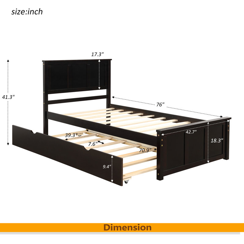 Lit plateforme avec lit gigogne simple