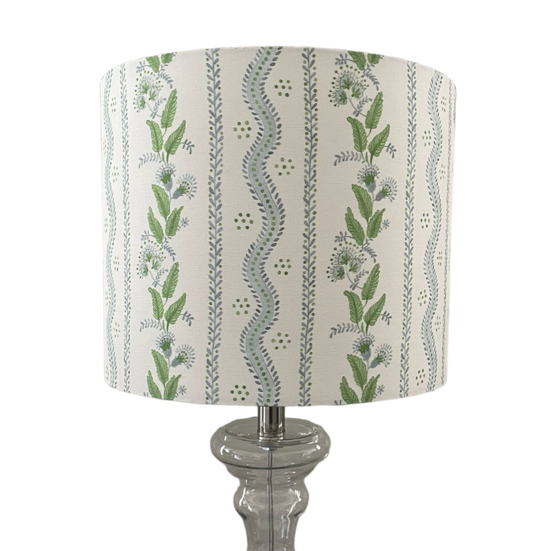 Blue And Green Floral Lampshade In Emma Stripe