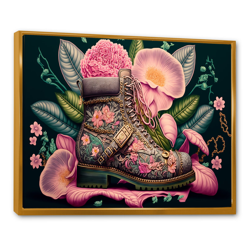 - Art mural sur toile tendance, H 34 po x l 44 po x P 1,5 po, Toile avec cadre flottant or