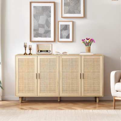 62.14" Versatile Storage Cabinet With - Strong And , Adjustable Shelf, For Bedroom, Living Room, Office, Easy Maintenance Decorative Ample Storage, Structure, Install
