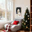 Ensemble de 3 impressions sur toile, loup blanc avec guirlande de Noël-613961041