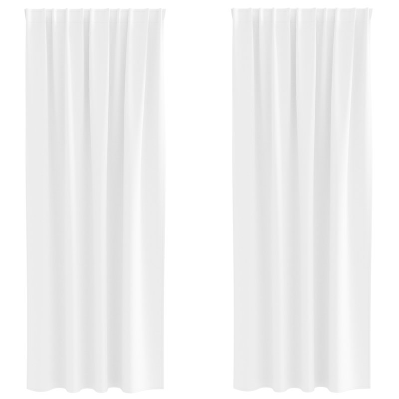 Curtains With Curtains 2 Pcs Polyester, Pure White, 140cm Width x 245cm Drop