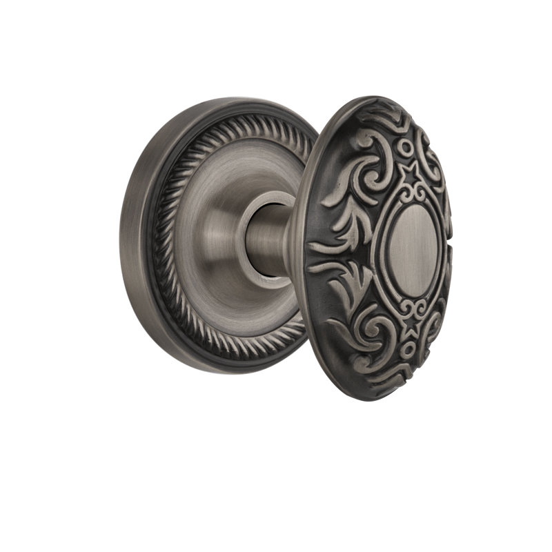 Rope Rosette with Victorian Door Knob, Antique Pewter