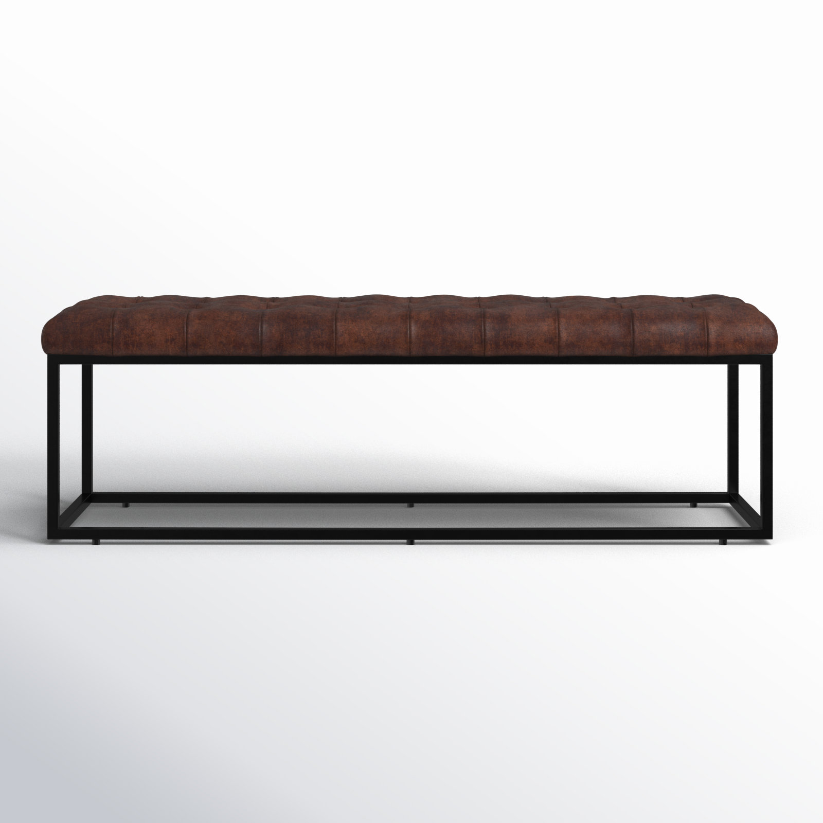 Pearson 50"-55" Genuine Leather Bench, Dark Sienna Top Grain Leather, 17.5" H x 55" W x 17" D