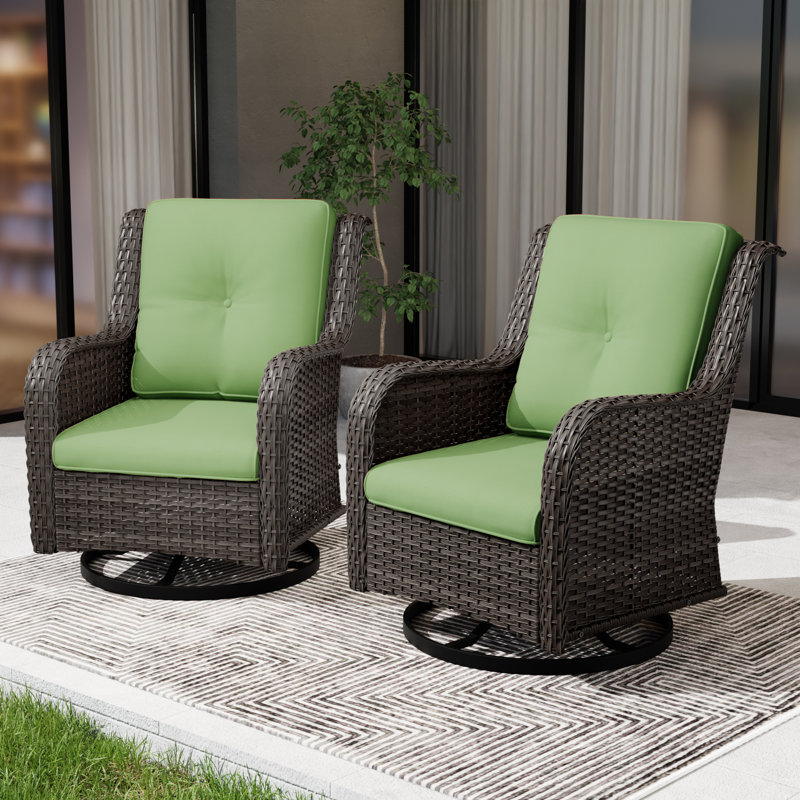Anahit Wicker 7 - Person Patio Conversation Set with Cushions, Green