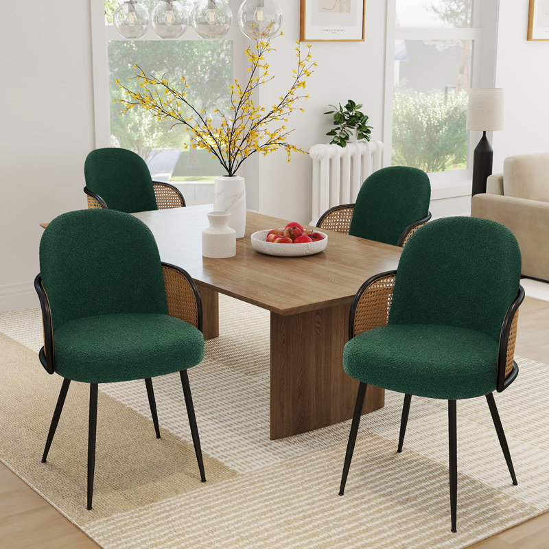 Chaise rembourrée Boucle, Vert, 4