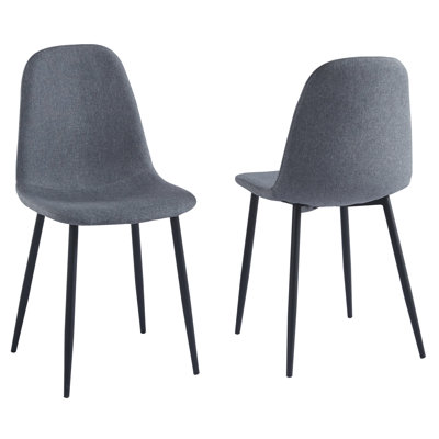 Cullompton Dining Chair (CHA601) With Dark Grey Fabric And Black Legs X 2