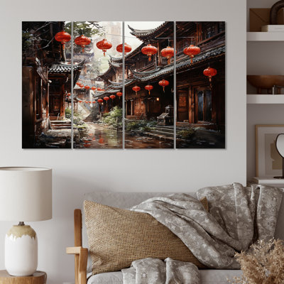 " China Art Red Lantern II " 4 - Pieces