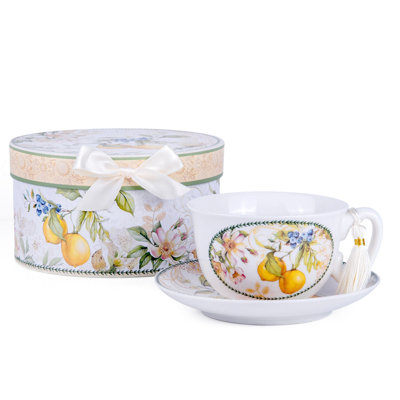 Lemon Collection Tea/coffee Cup And Saucer In Gift Box