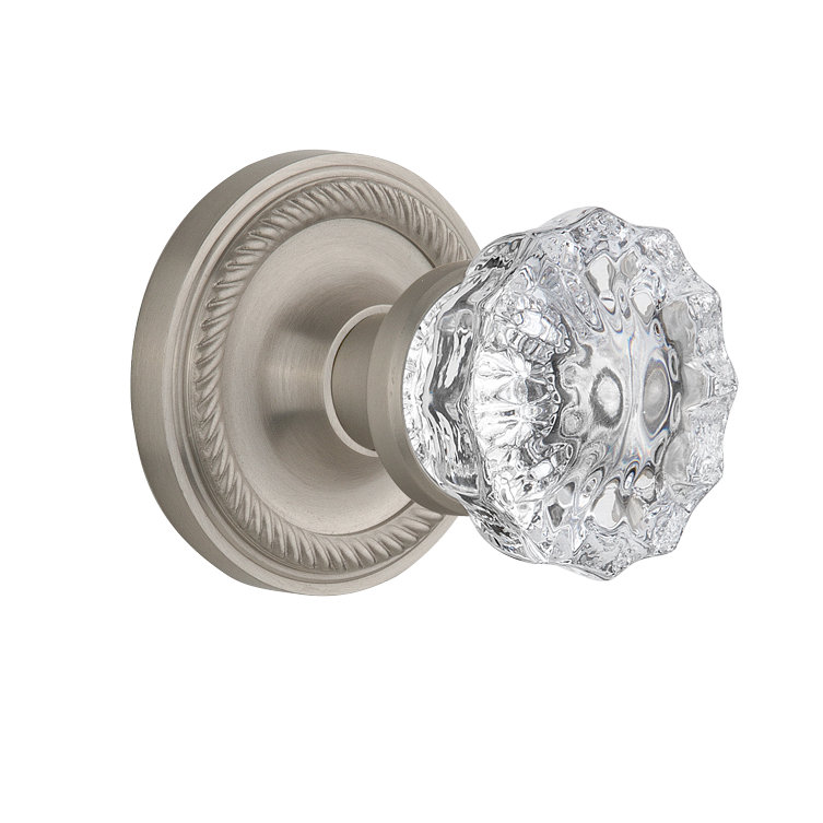 Clear Crystal Interior Mortise Door Knob with Rope Rosette Nostalgic Warehouse