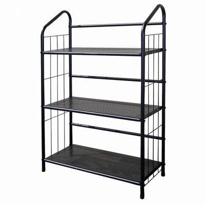 Tall Metal Standing Book Shelf, Black Finish