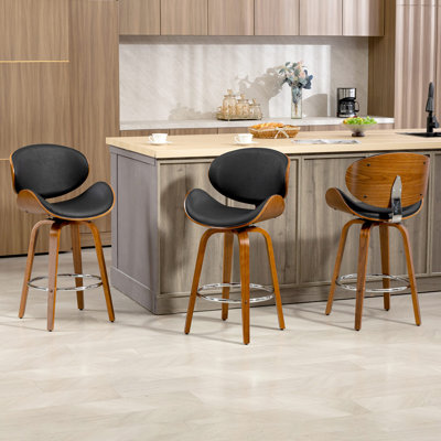26" Swivel Upholstered Counter & Bar Stools (set Of 3)