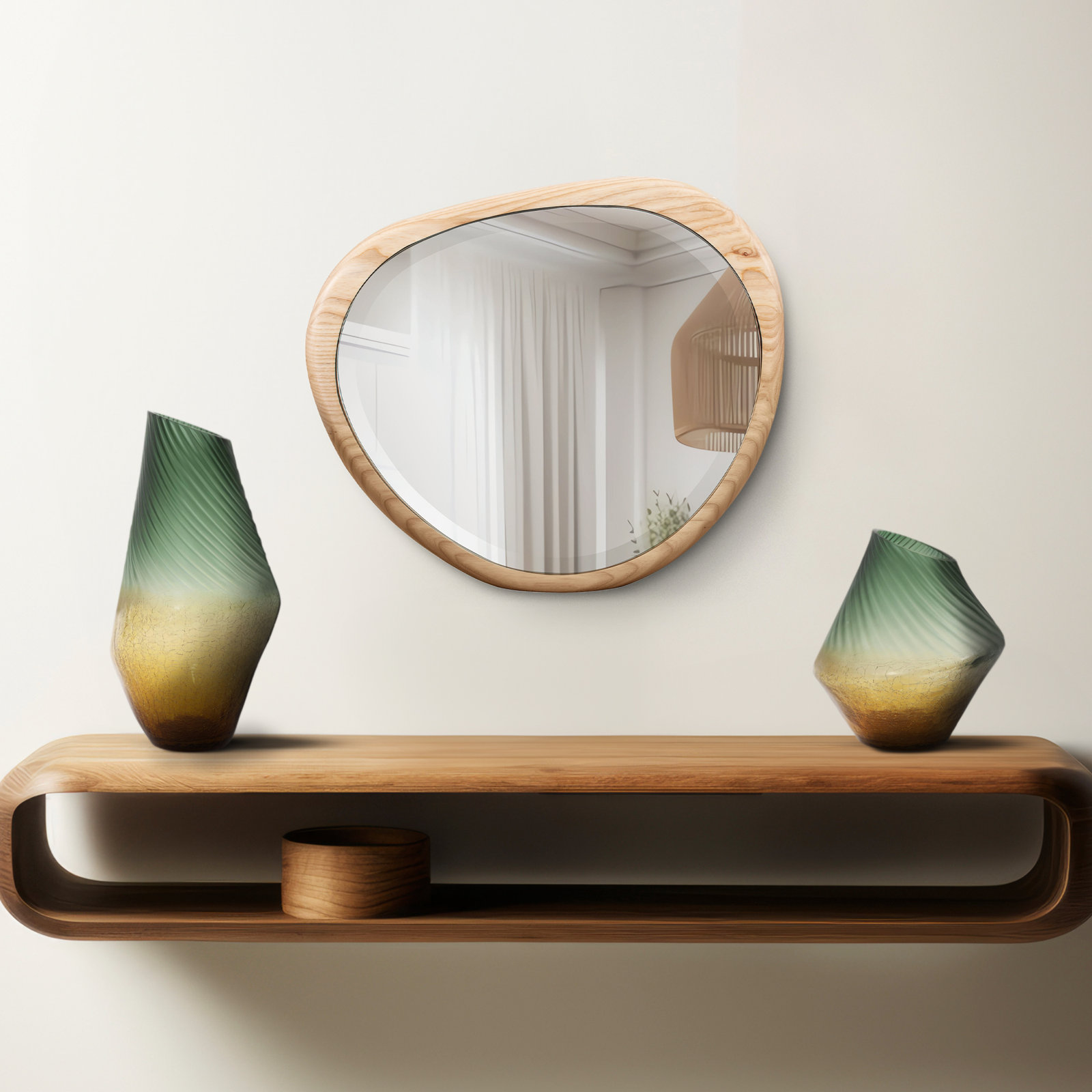 Anthea Solid Wood Asymmetrical Mirror, 19" x 17"