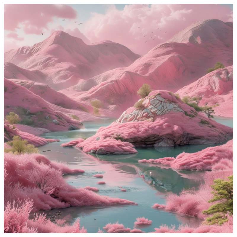 Édredon Pink Mountain Landscape, Simple extra long