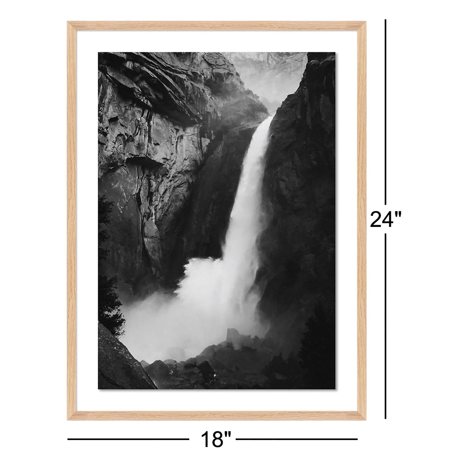 Lower Yosemite Falls Print, Light Brown, 24" H x 18" W x 1.5" D