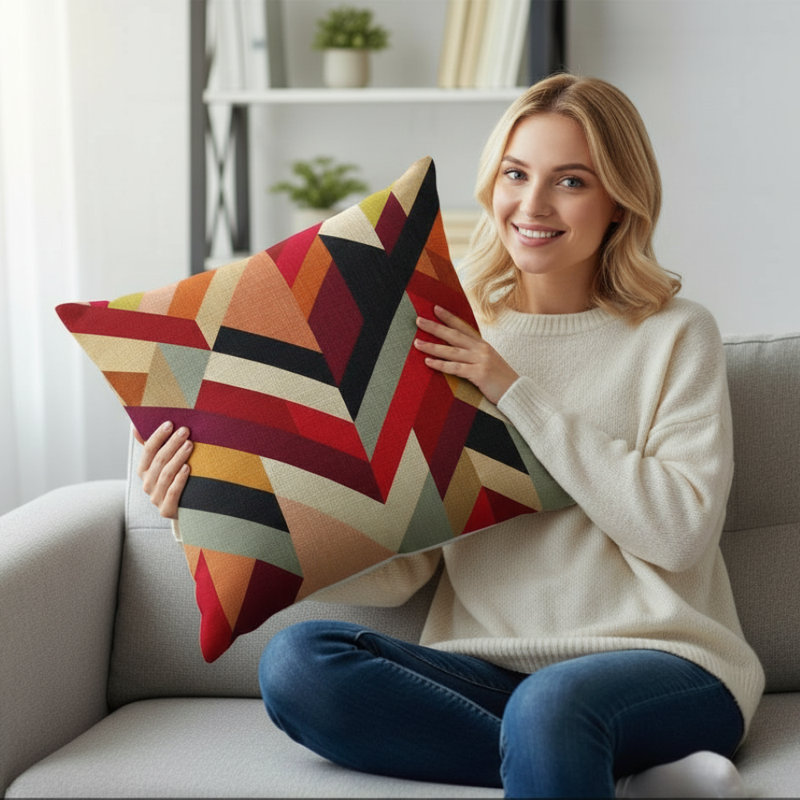 Set of 2 Colorful Square Throw Pillows covers only