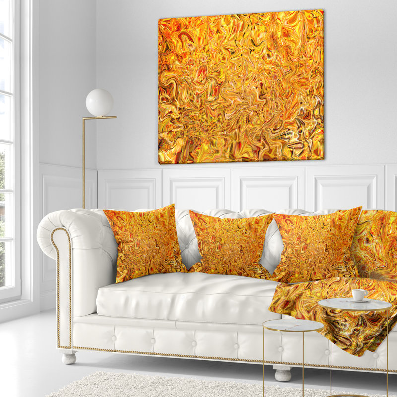 Coussin texturé texturé à motif abstrait jaune