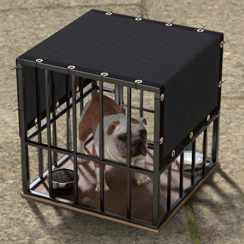 Amgo Black Shade Cloth Tarp with Grommets - Fabric Pet Playpen Cover, 48" H x 120" W x 1" D